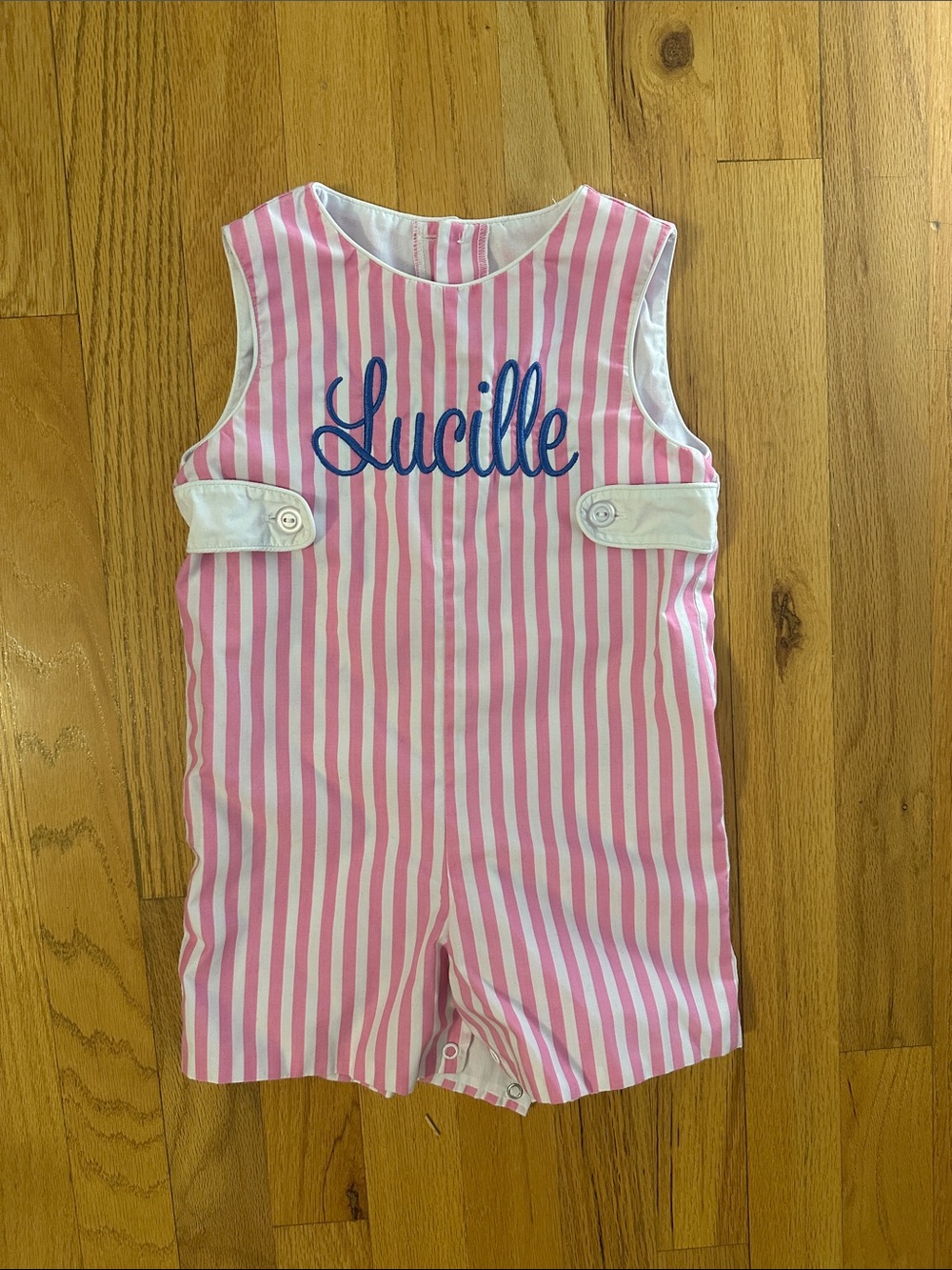 “Lucille” Pink Striped Romper